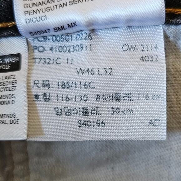 Levis 501 Jeans Mens 46x32 Black Button Fly Cotton Classic Minimal Staple - Picture 4 of 10